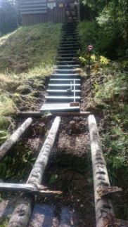 14.08.2016 Silta 300m radalle purettu ja portaita kaivetaan esiin